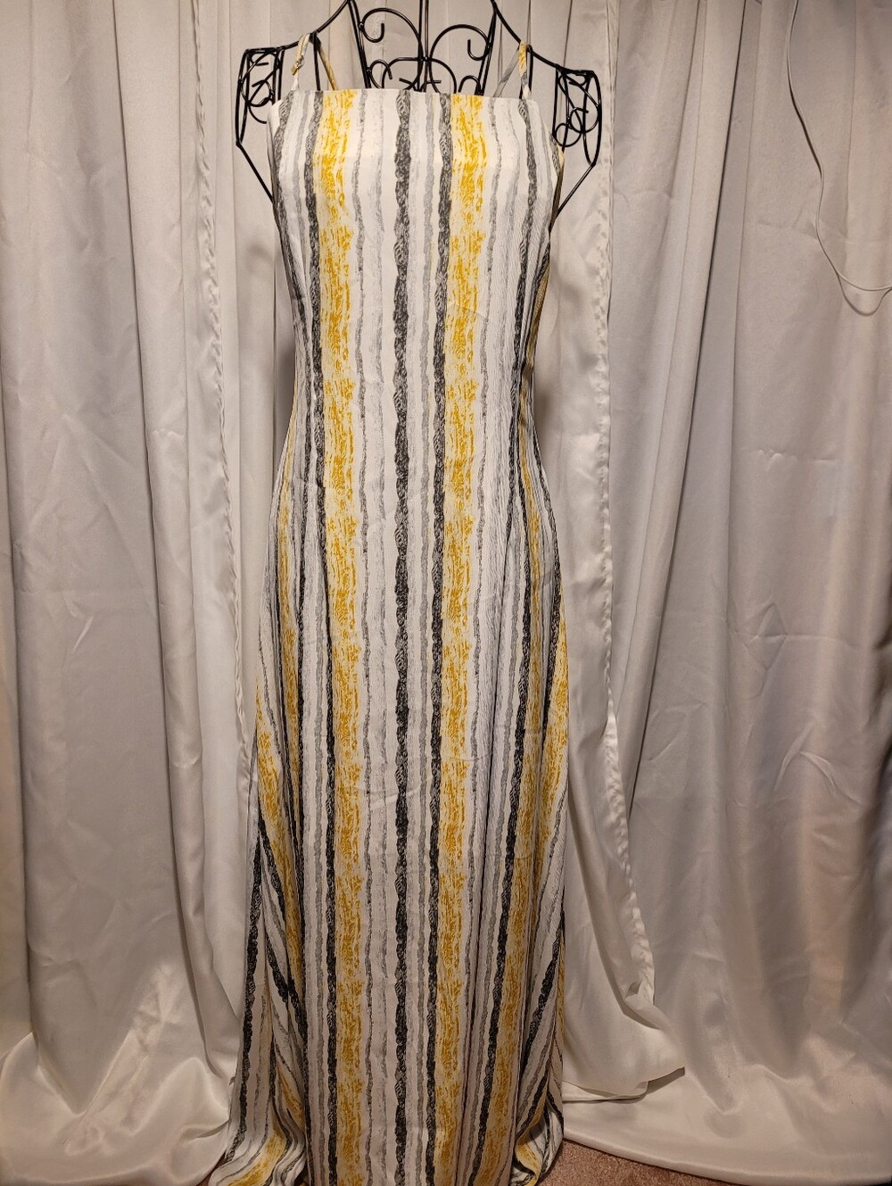 ambition Striped Maxi Dress in Yellow, Gray and White